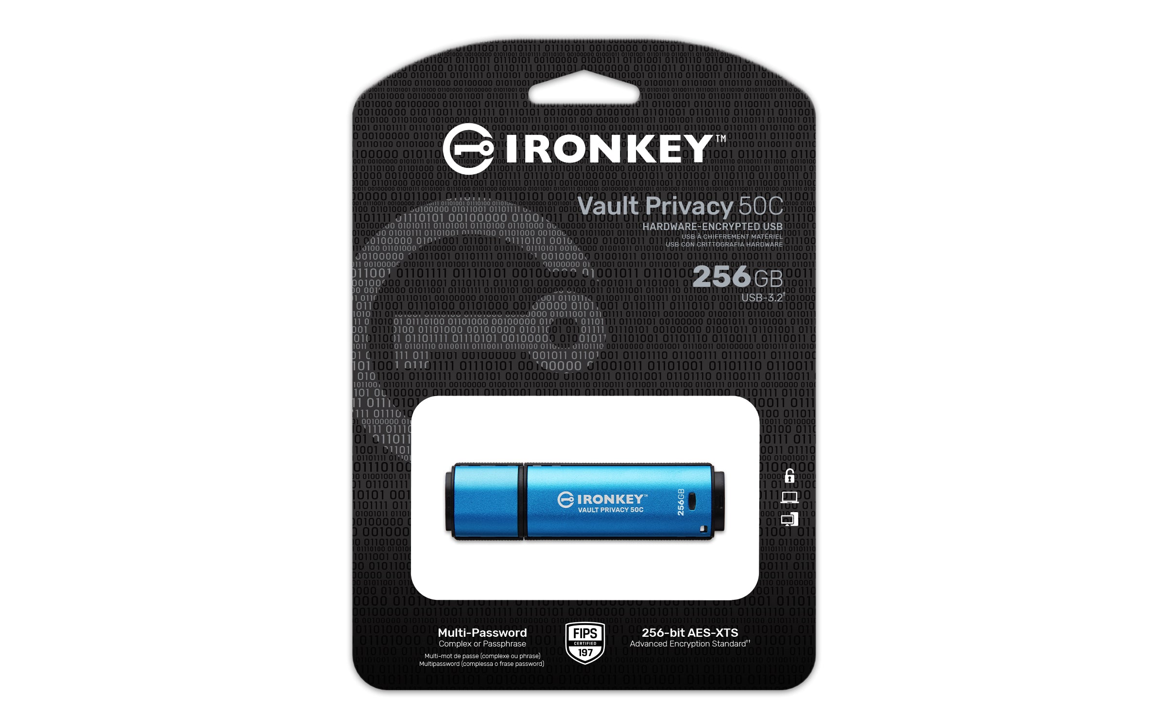 Kingston Technology IronKey 256GB USB-C Vault Privacy 50C AES-256 Encrypted, FIPS 197 - IKVP50C/256GB - eCommerce Business Prime