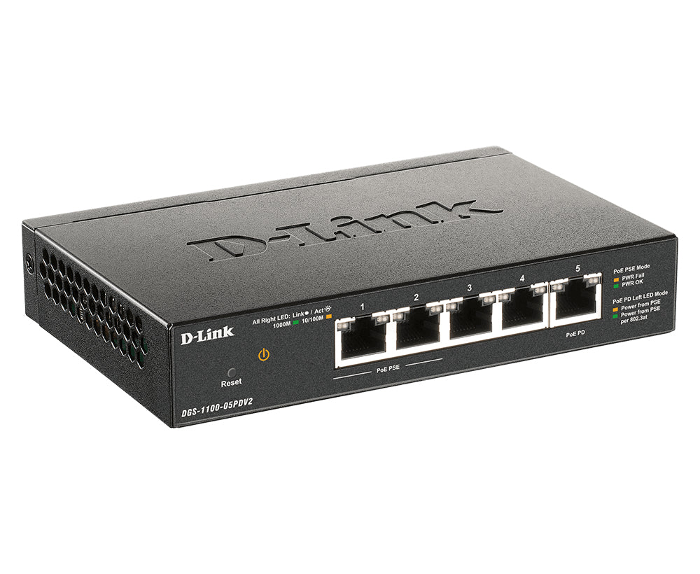 D-Link 5-Port Gigabit PoE Smart Managed Switch with 1 PD port - DGS-1100-05PDV2 - eCommerce Business Prime