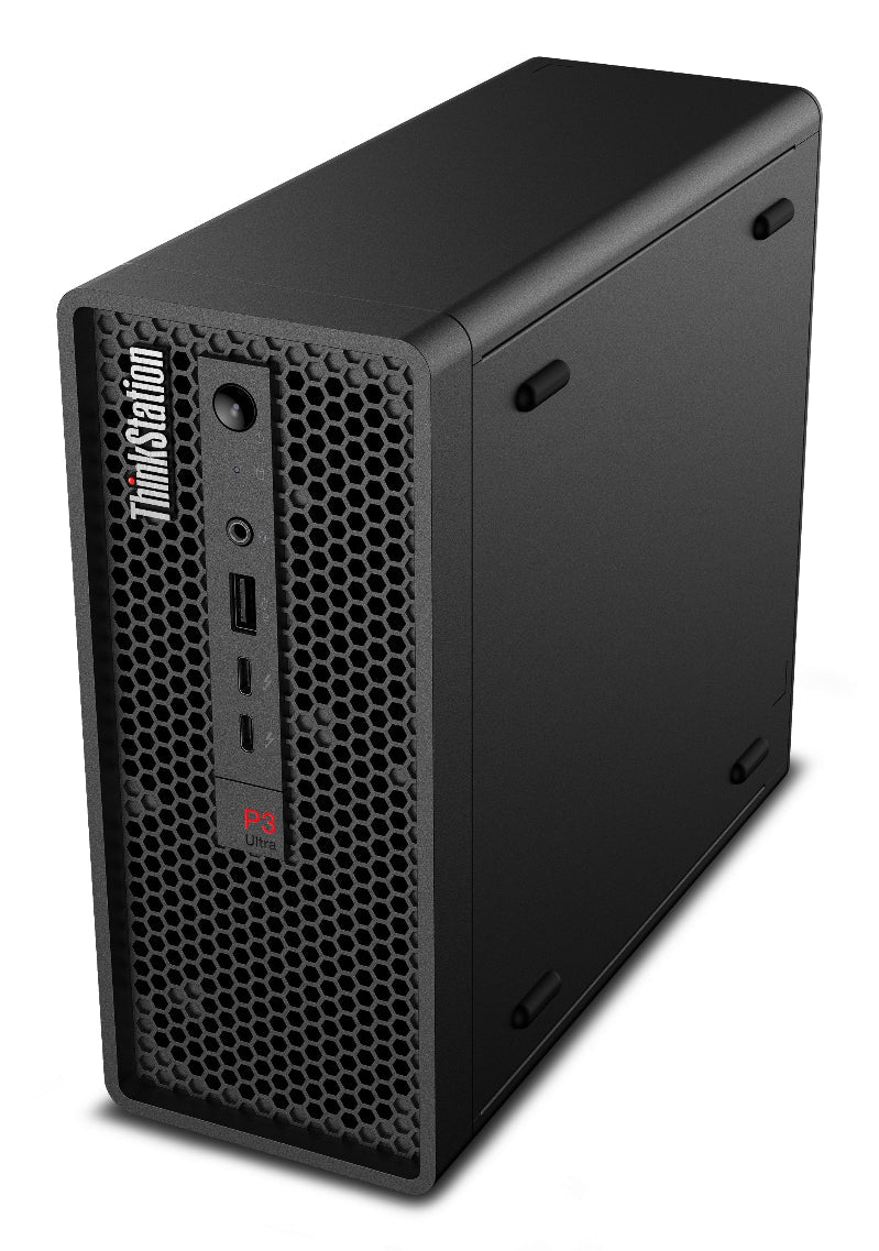 Black computer tower with honeycomb design on a white background