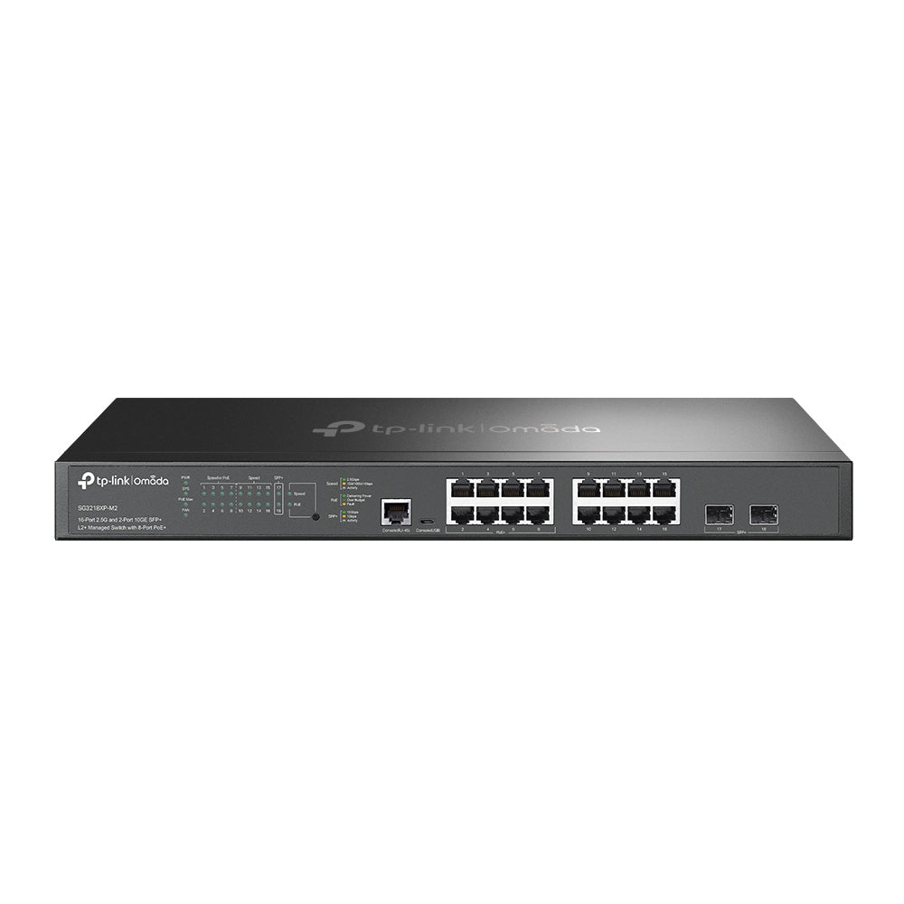 TP-Link Omada 16-Port 2.5G and 2-Port 10GE SFP+ L2+ Managed Switch with 8-Port PoE+ - SG3218XP-M2 - eCommerce Business Prime