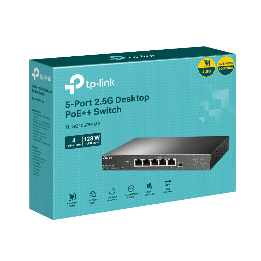 TP-Link 5-Port 2.5G Desktop Switch with 4-Port PoE++ - TL-SG105PP-M2 - eCommerce Business Prime