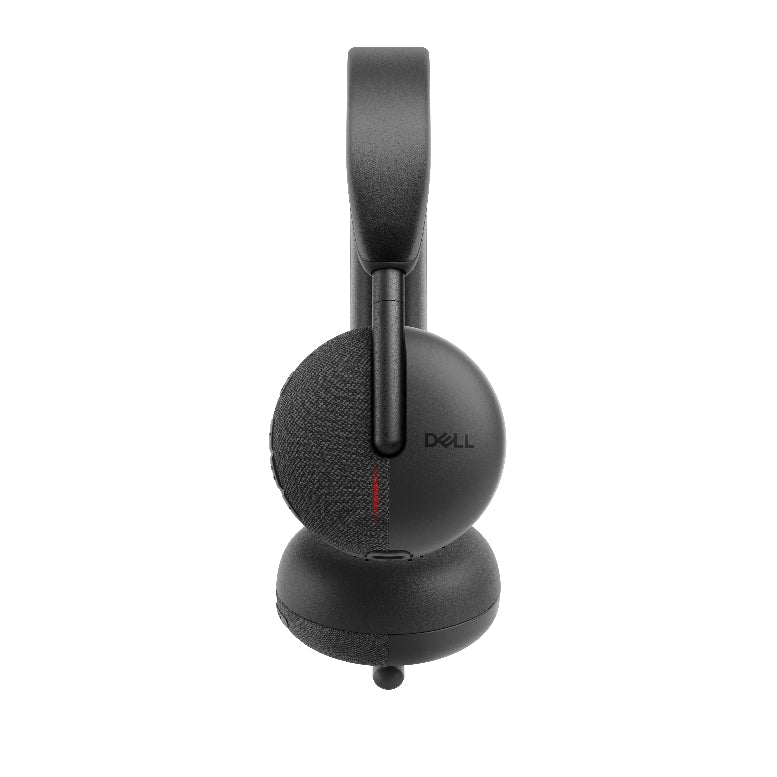 Black Dell headset on a white background