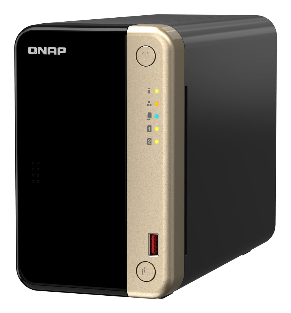 QNAP TS-264 NAS Tower Intel® Celeron® N5095 8 GB 0 TB QNAP Turbo System Black, Gold - TS-264-8G-US - eCommerce Business Prime