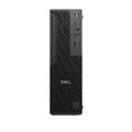 Black Dell desktop computer tower on a white background