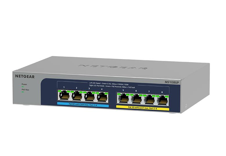 NETGEAR MS108UP Unmanaged 2.5G Ethernet (100/1000/2500) Power over Ethernet (PoE) NETGEAR
