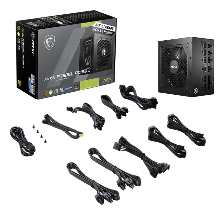 MSI MAG A750GL PCIE5 II power supply unit 750 W 20+4 pin ATX ATX Black - MAGA750GLPCIE5II - eCommerce Business Prime