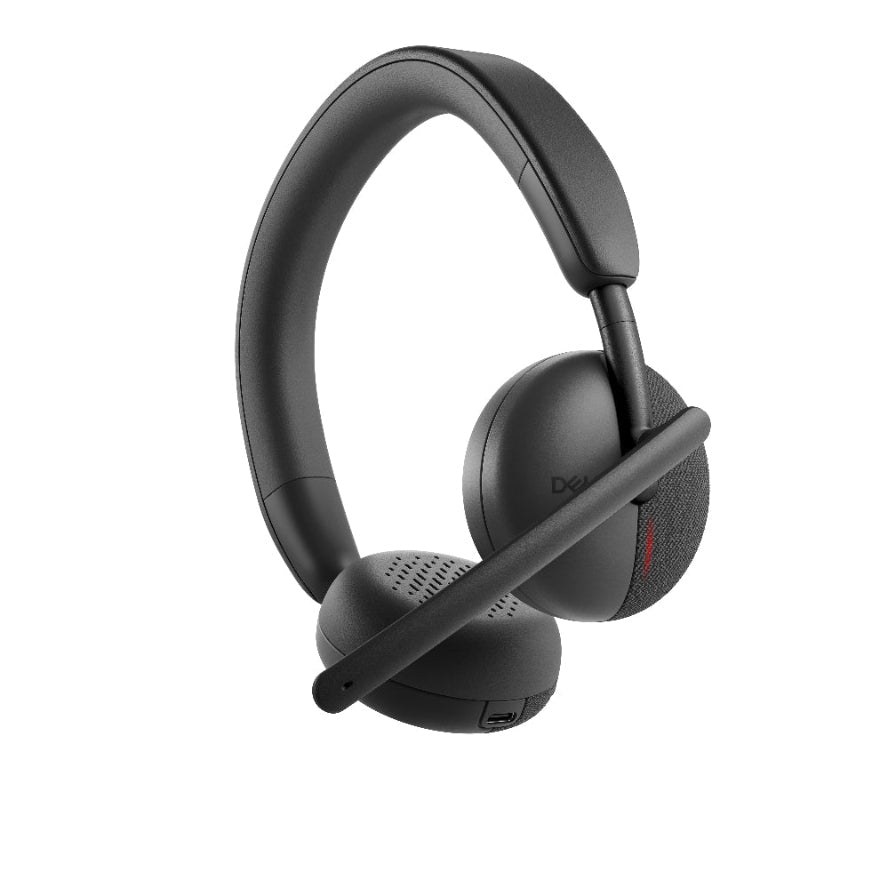 Black wireless headphones on a white background