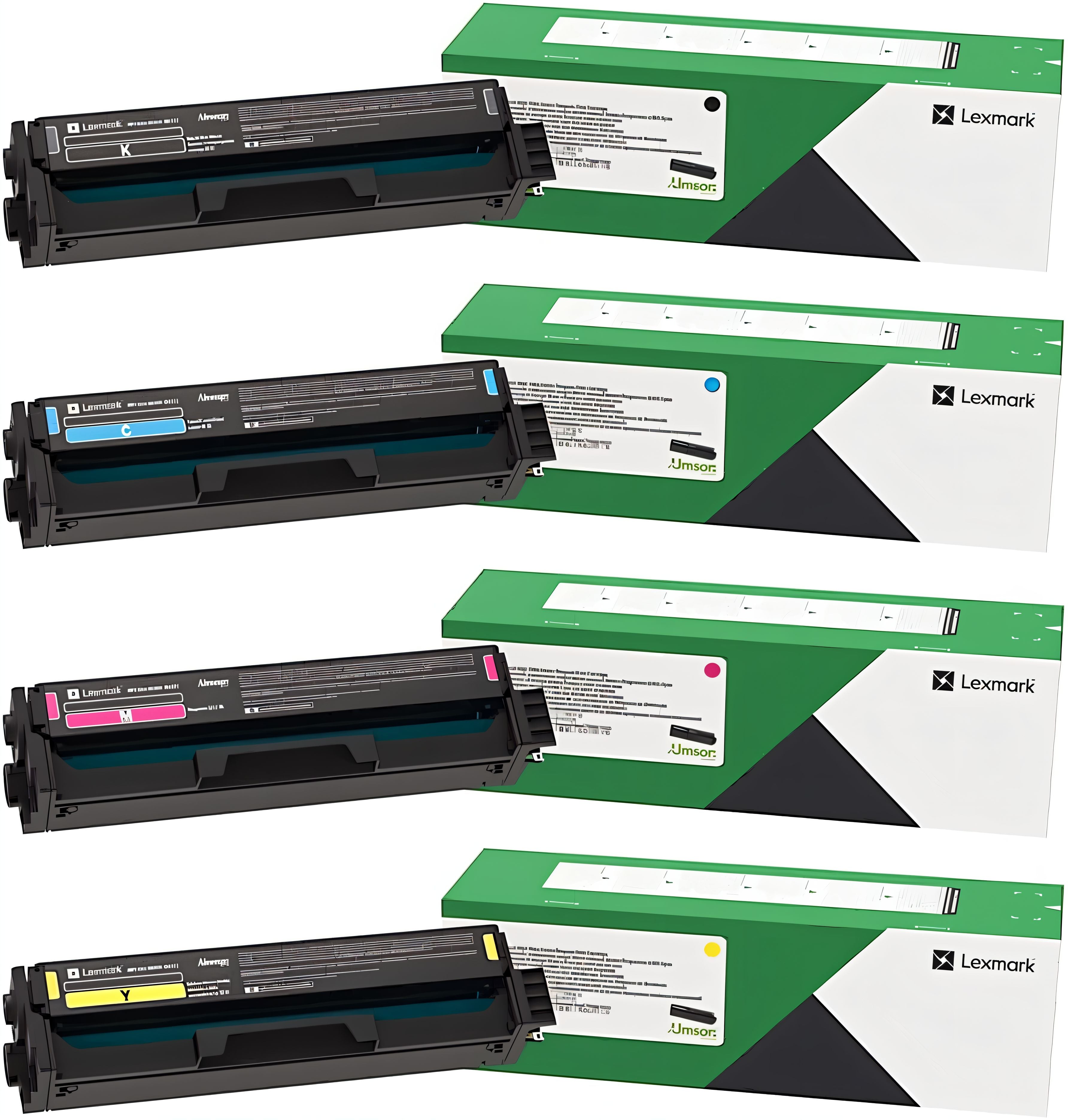 Lexmark C3210C0, C3210K0, C3210M0, C3210Y0 CMYK 4-Color Return Program Toner Cartridge Set for C3224, C3326, MC3224, MC3326 Lexmark