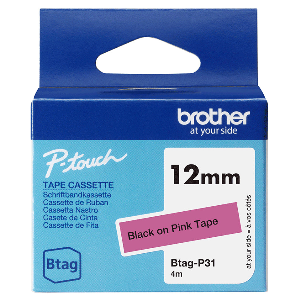 Brother BTAG-P31 label-making tape Black on pink - BTAGP31 - eCommerce Business Prime