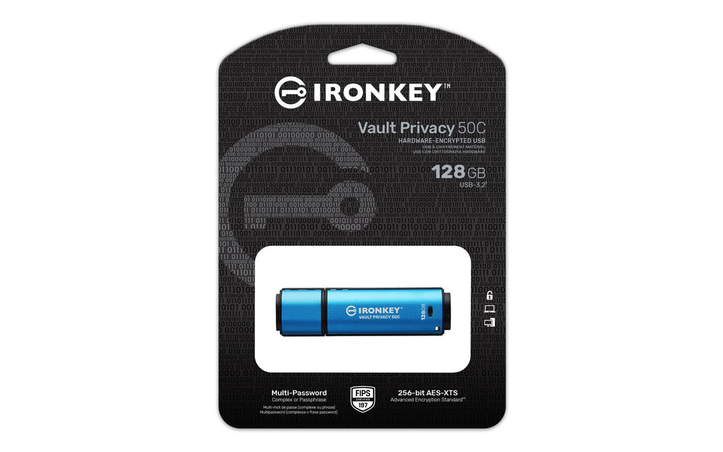 Kingston Technology IronKey 128GB USB-C Vault Privacy 50C AES-256 Encrypted, FIPS 197 - IKVP50C/128GB - eCommerce Business Prime