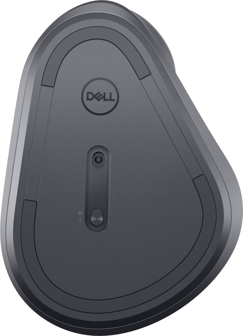 Black Dell computer mouse on a white background