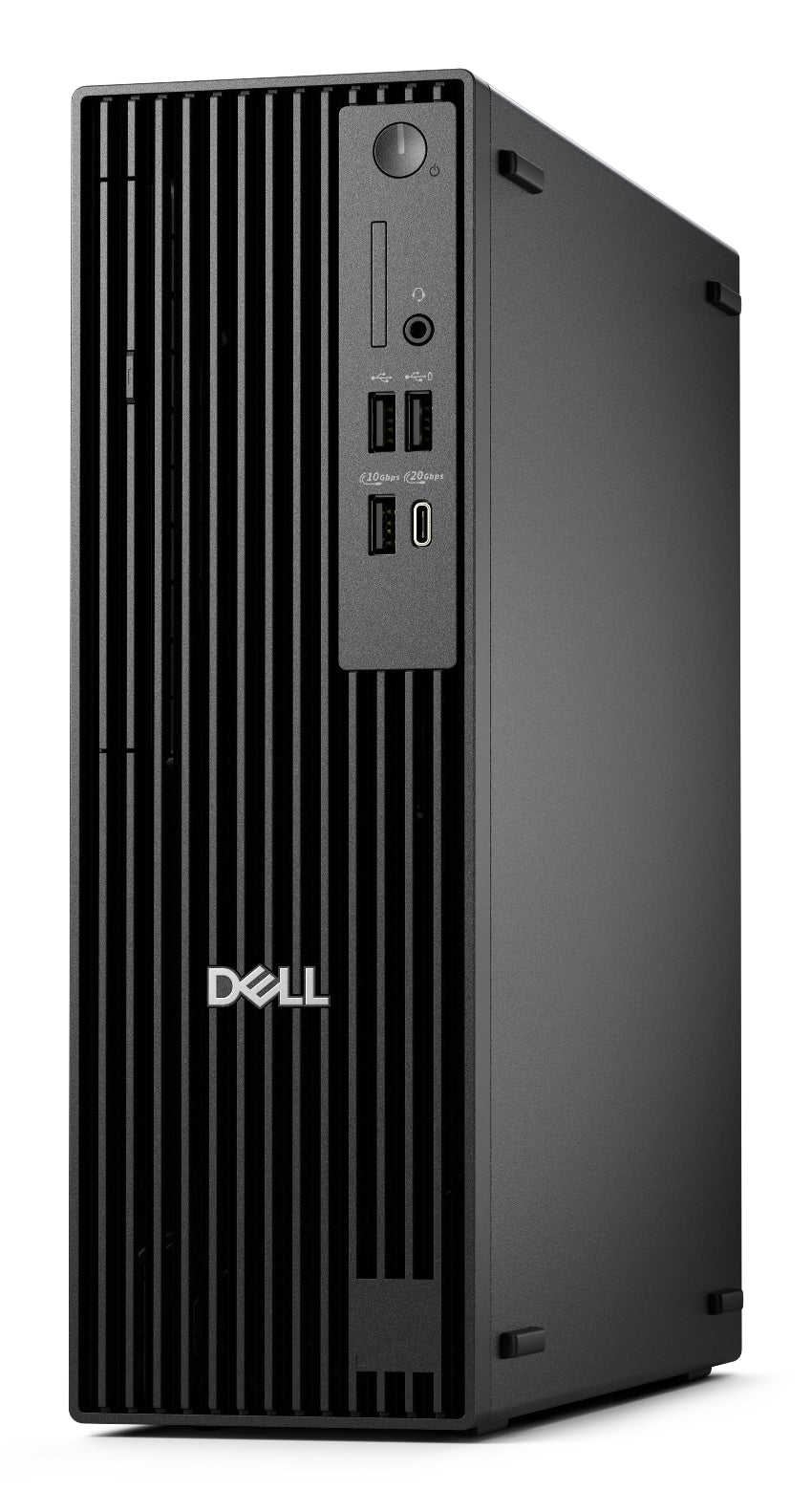 Dell computer tower on a white background