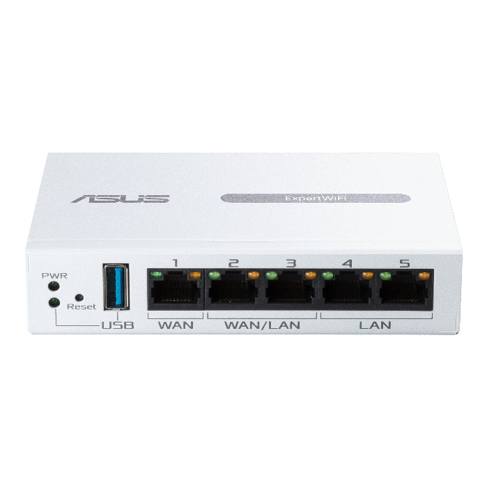 Asus router with multiple ports on a white background