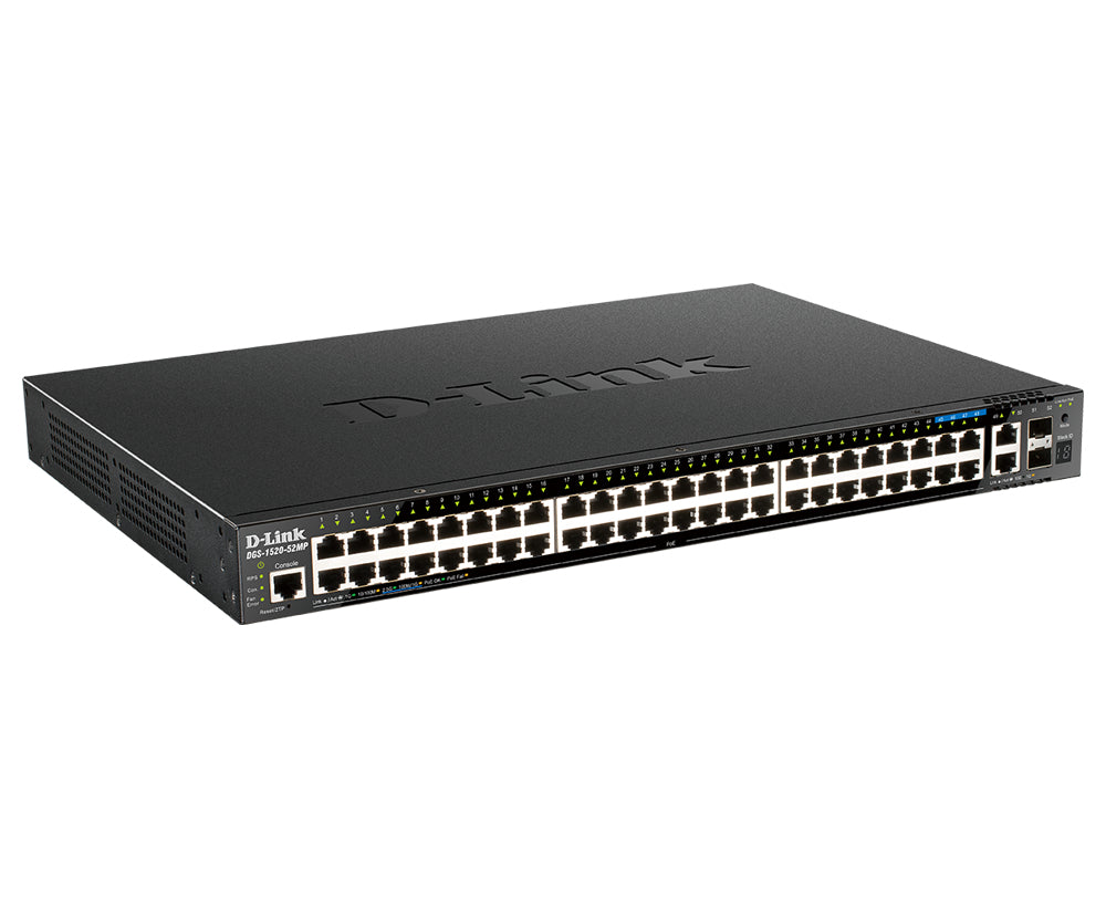 D-Link 48-Port Gigabit Stackable POE+ Smart Managed Switch with 2 x 10GBase-T & 2 x 10G SFP+ - DGS-1520-52MP - eCommerce Business Prime