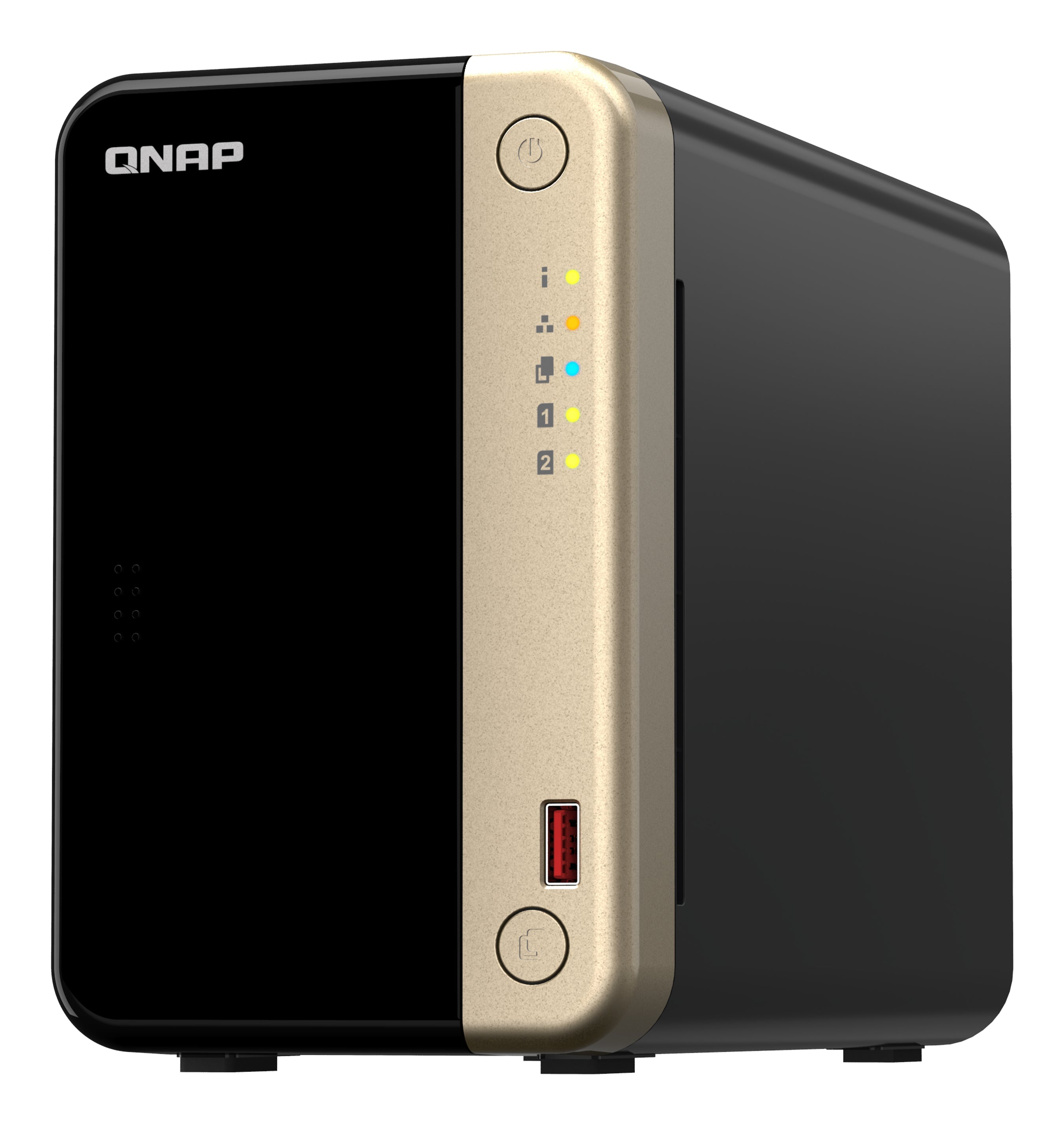 QNAP TS-264 NAS Tower Intel® Celeron® N5095 8 GB 0 TB QNAP Turbo System Black, Gold - TS-264-8G-US - eCommerce Business Prime