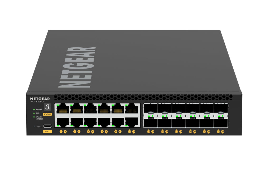 NETGEAR M4350-12X12F Managed L3 10G Ethernet (100/1000/10000) 1U Black - XSM4324-100NES - eCommerce Business Prime