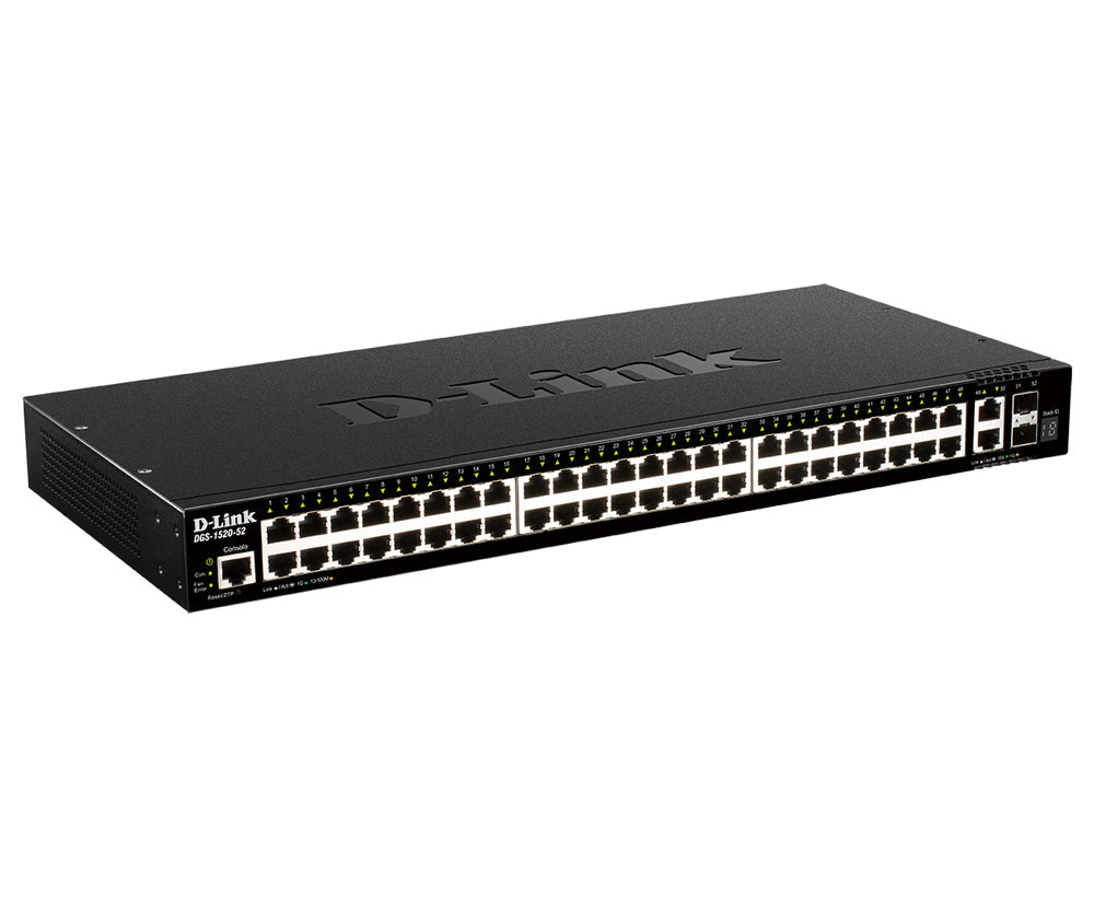 D-Link 48-Port Gigabit Stackable Smart Managed Switch with 2 x 10GBase-T Ports & 2 x 10G SFP+ - DGS-1520-52 - eCommerce Business Prime