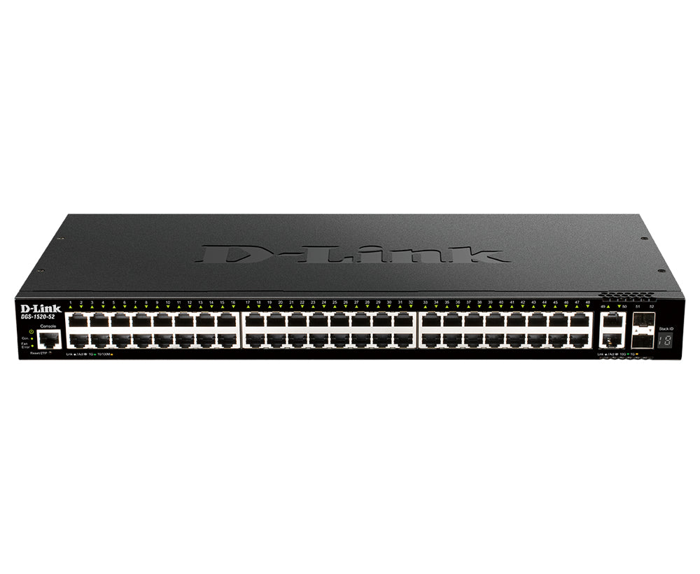 D-Link 48-Port Gigabit Stackable Smart Managed Switch with 2 x 10GBase-T Ports & 2 x 10G SFP+ - DGS-1520-52 - eCommerce Business Prime