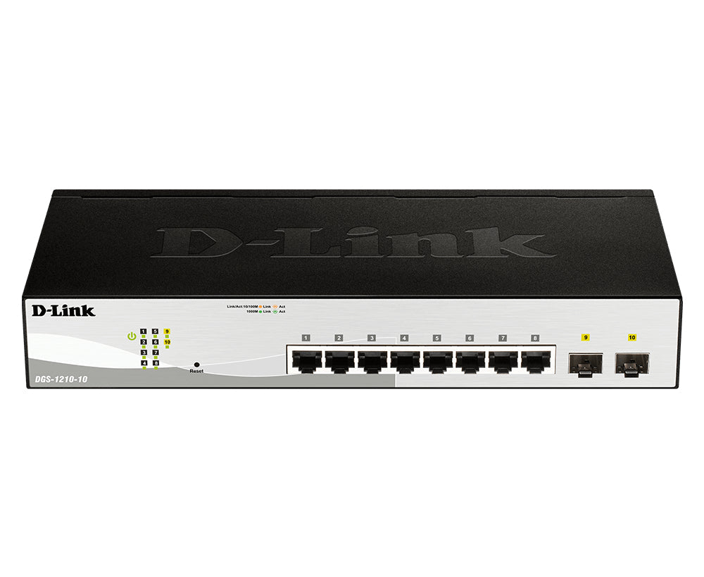 D-Link 10-Port Gigabit Smart Managed Switch with 2 SFP ports - DGS-1210-10 - eCommerce Business Prime