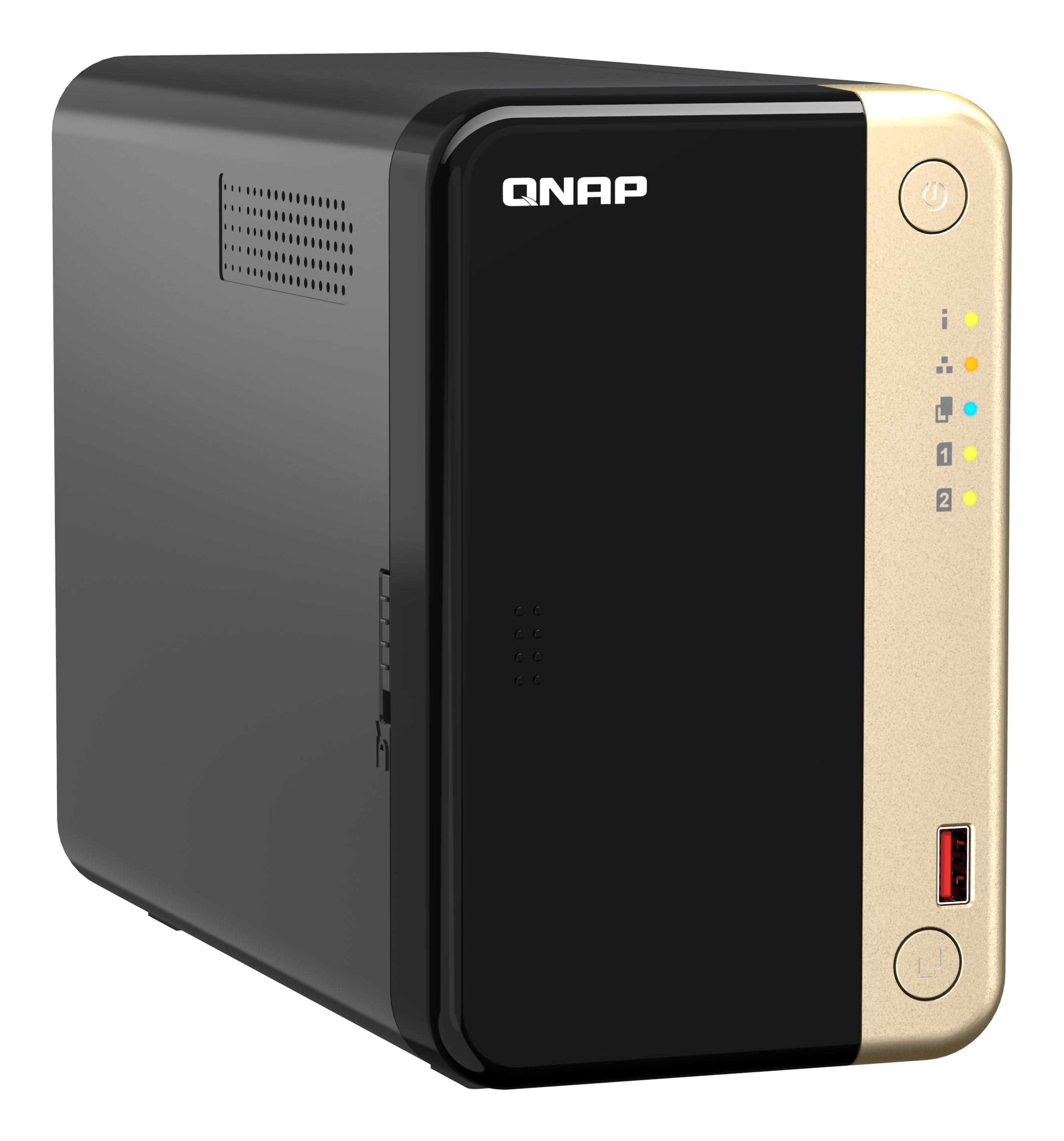 QNAP TS-264 NAS Tower Intel® Celeron® N5095 8 GB 0 TB QNAP Turbo System Black, Gold - TS-264-8G-US - eCommerce Business Prime