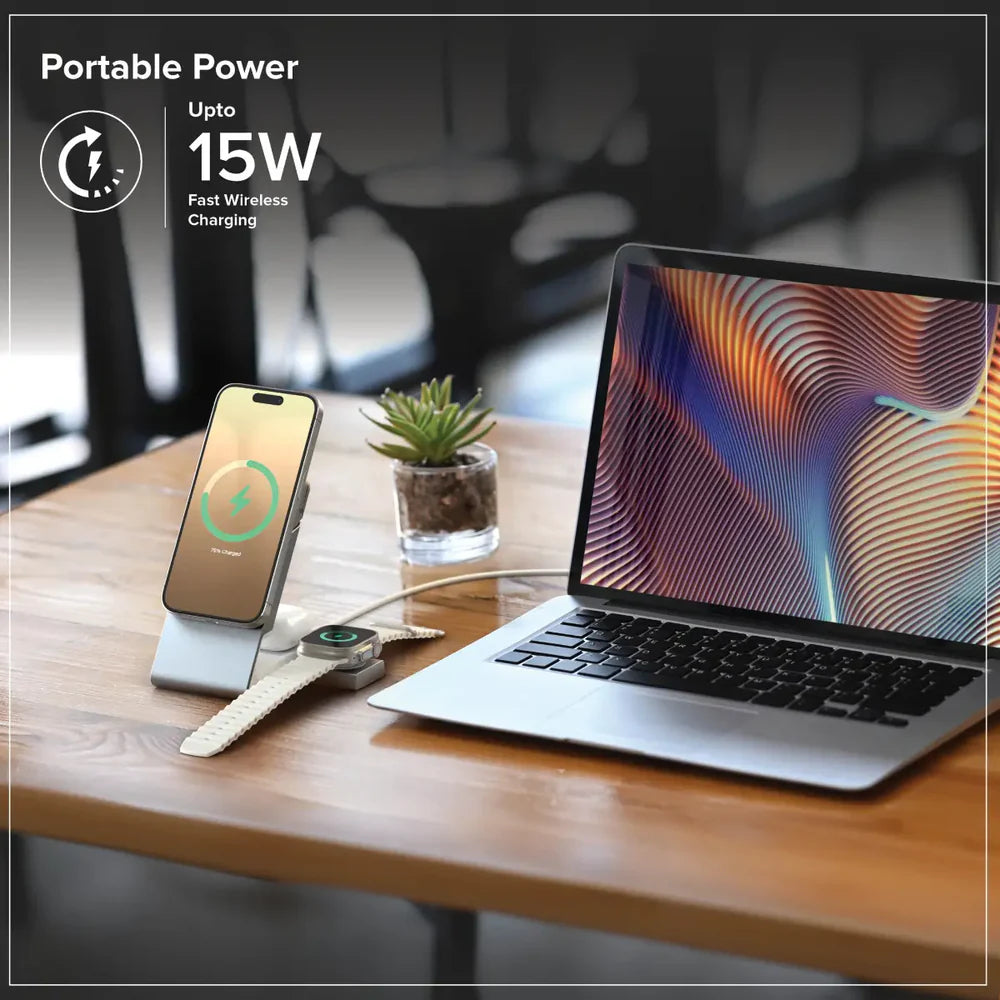 ALOGIC Matrix+ 3-in-1 Magnetic Charging Dock with Apple Watch Charger for iPhone 16-12 , Apple Watch, Airpods , Charging Station for Apple Devices with 5000mAH Wireless Power Bank & 30W Multi Country ...  - MSPBDDAWC-G - eCommerce Business Prime