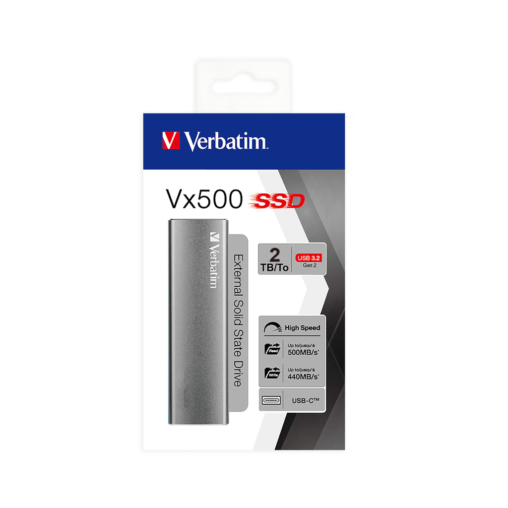 Verbatim Vx500 2 TB USB Type-C 3.2 Gen 2 (3.1 Gen 2) Silver - 47454 - eCommerce Business Prime