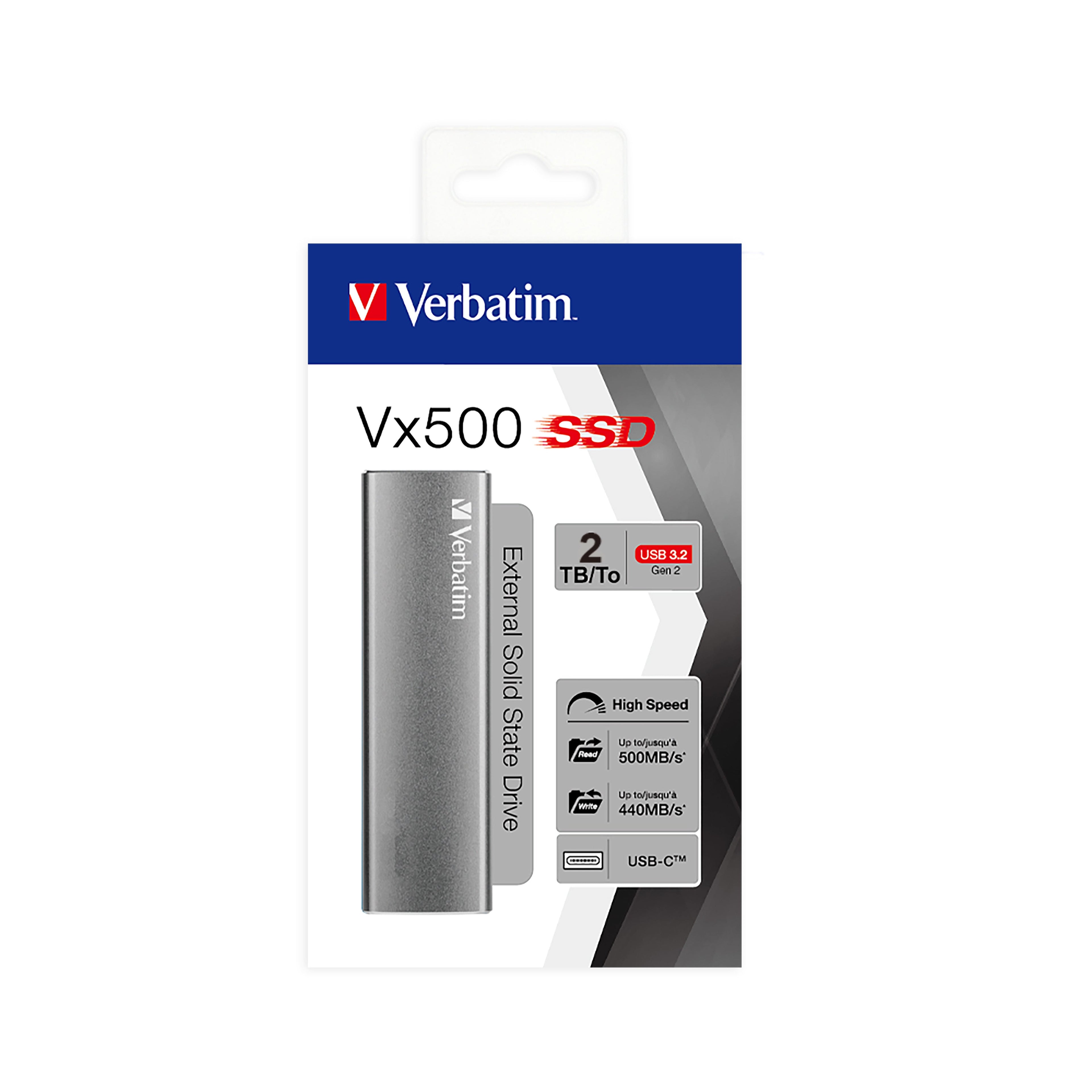 Verbatim Vx500 2 TB USB Type-C 3.2 Gen 2 (3.1 Gen 2) Silver - 47454 - eCommerce Business Prime