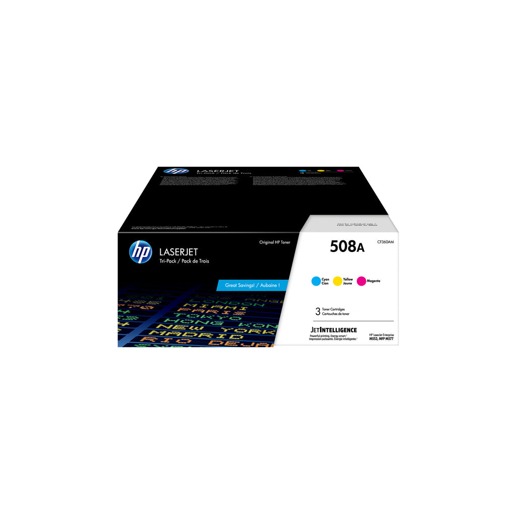 HP 508A 3-pack Cyan/Magenta/Yellow Original LaserJet Toner Cartridges