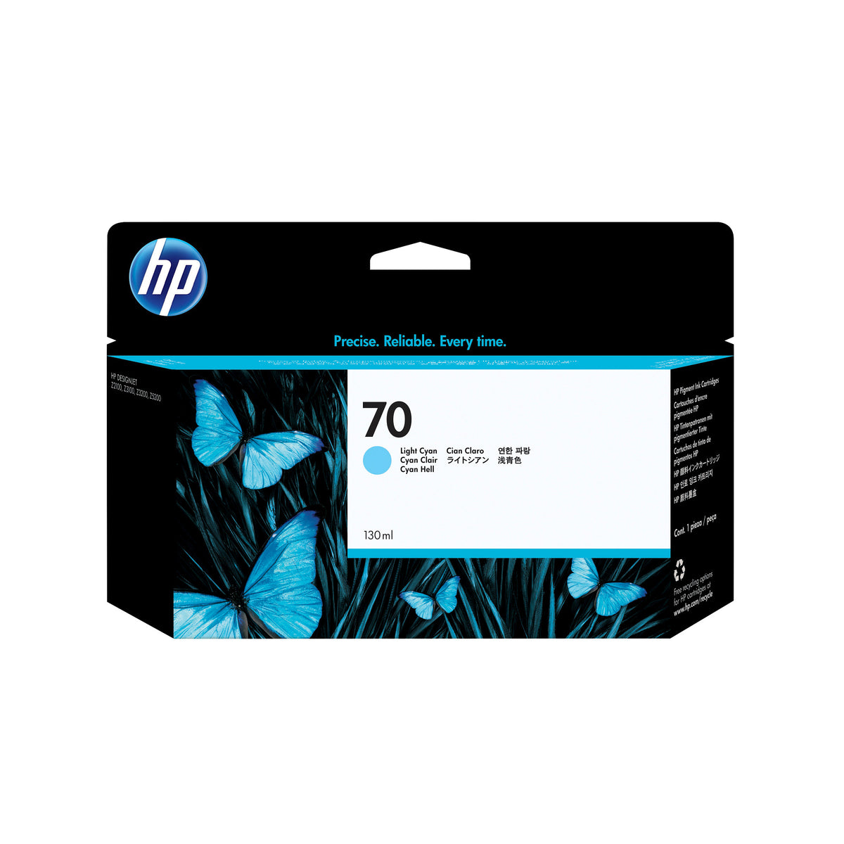 HP 70 130-ml Light Cyan DesignJet Ink Cartridge