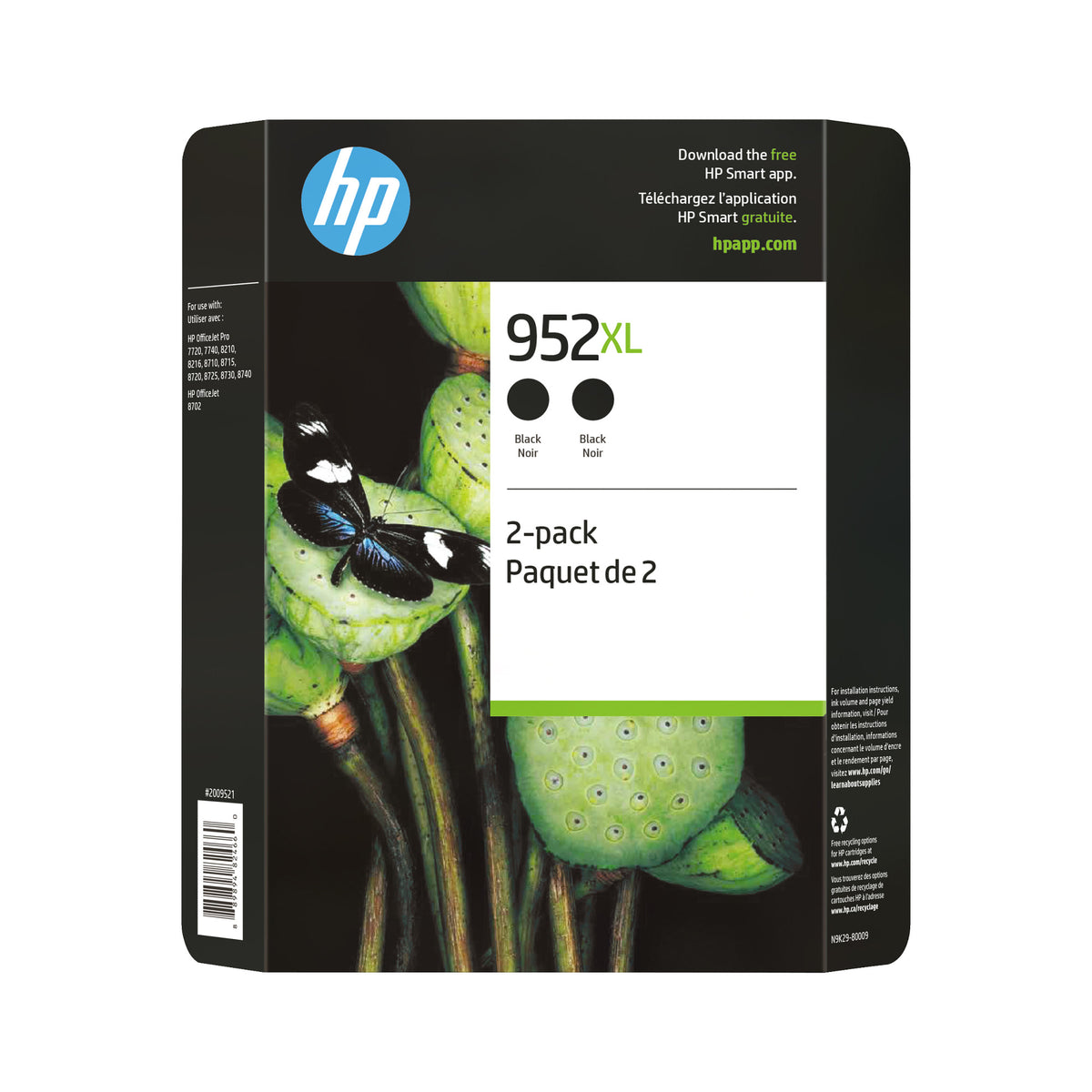 HP 952XL 2-pack High Yield Black Original Ink Cartridges