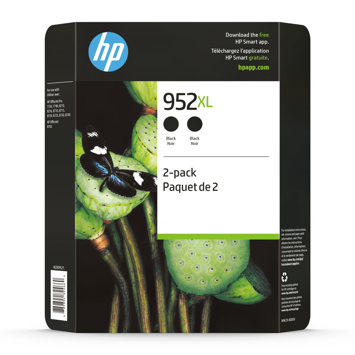 HP 952XL 2-pack High Yield Black Original Ink Cartridges