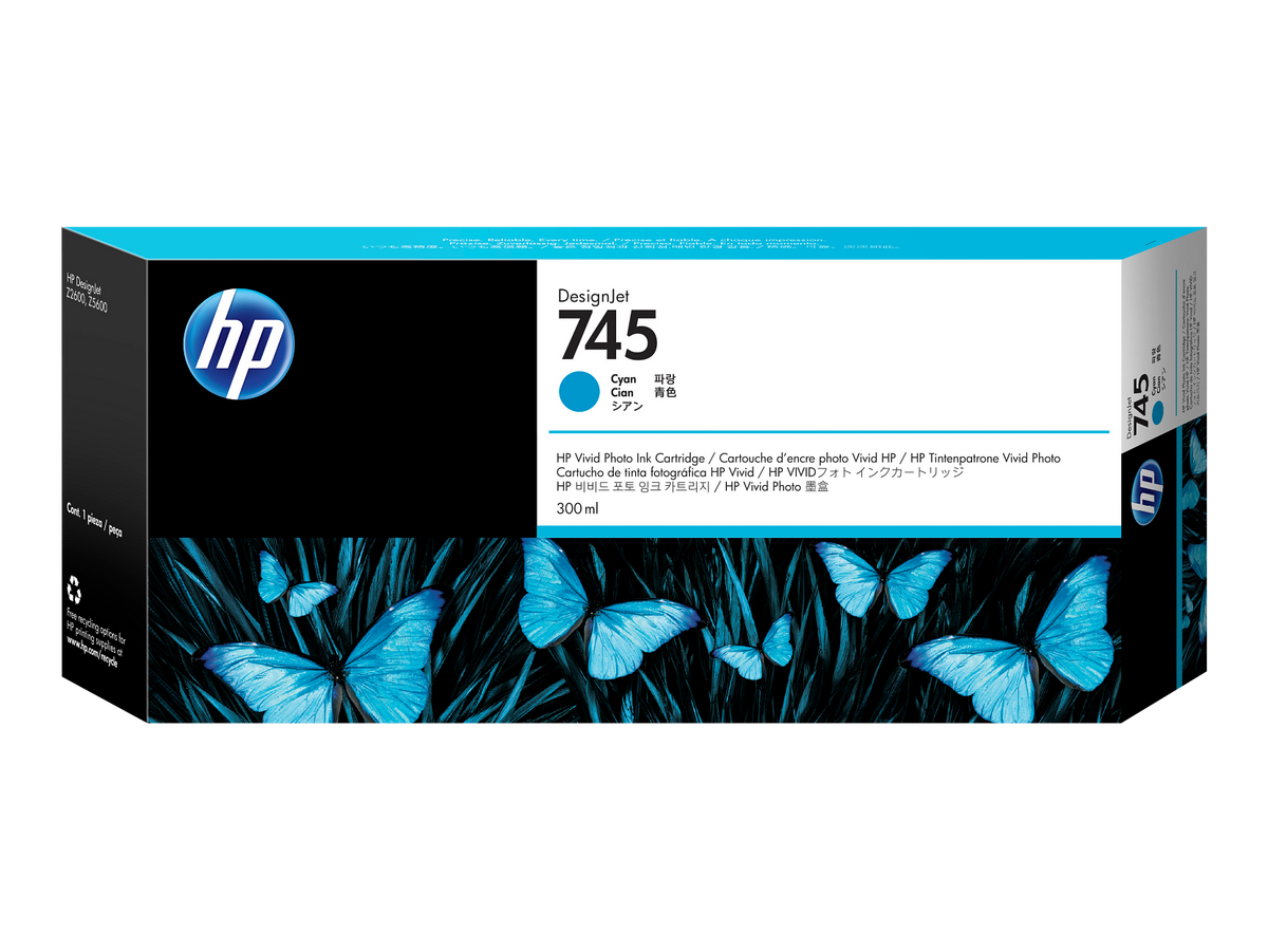 HP 745 300-ml DesignJet Cyan Ink Cartridge