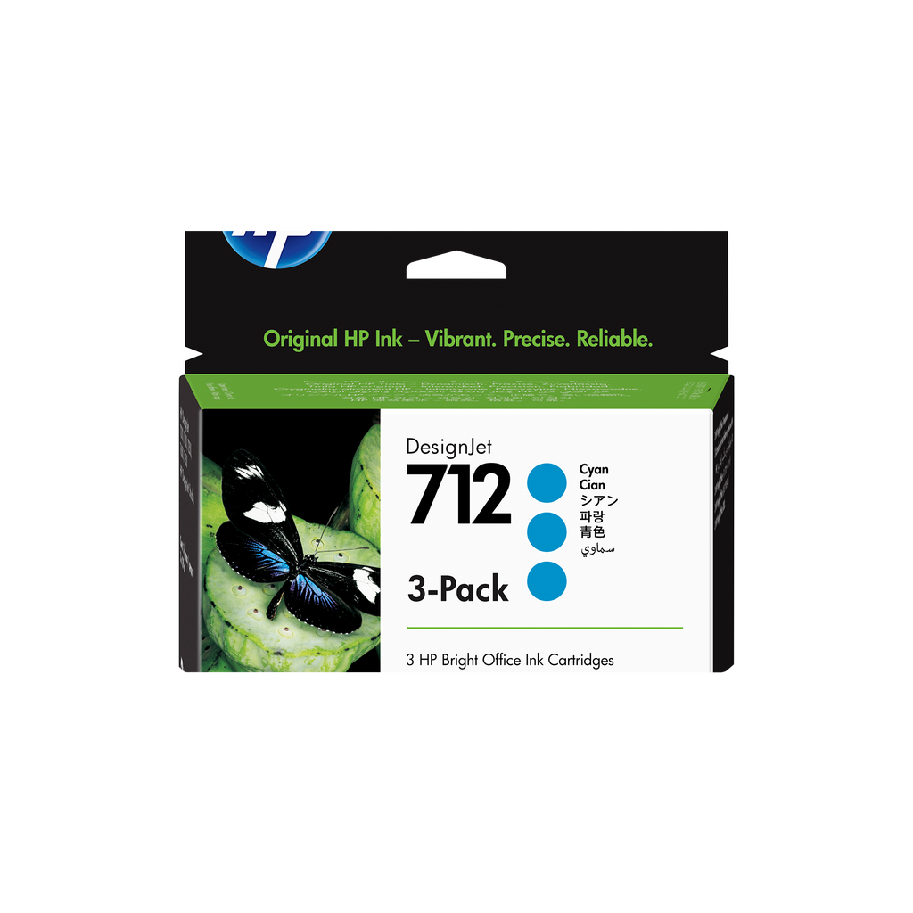 HP 712 3-pack 29-ml Cyan DesignJet Ink Cartridge