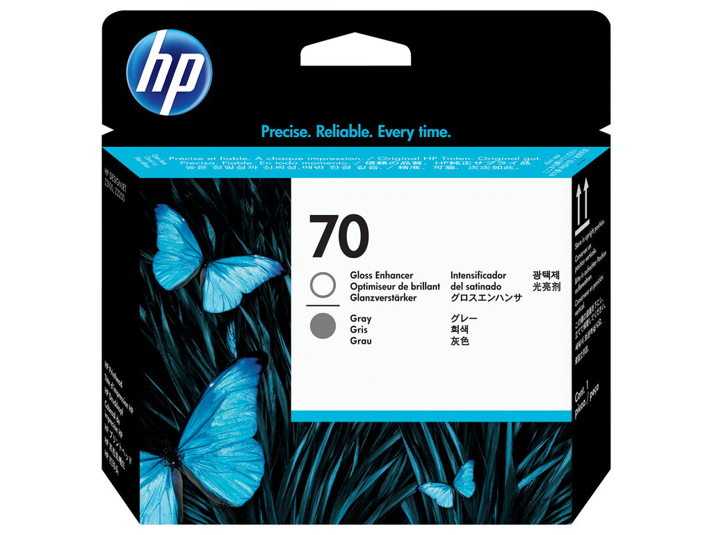 HP 70 Gloss Enhancer and Gray DesignJet Printhead