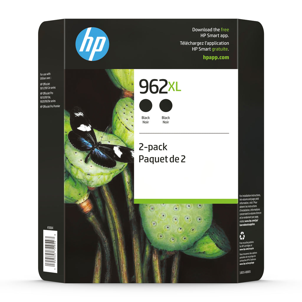 HP 962XL 2-pack High Yield Black Original Ink Cartridges