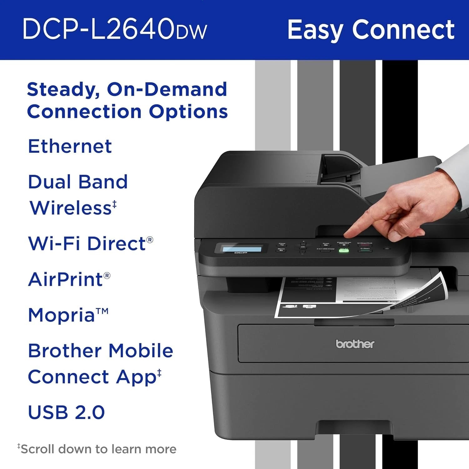 Brother DCP-L2640DW Compact Wireless Black & White Laser Printer
