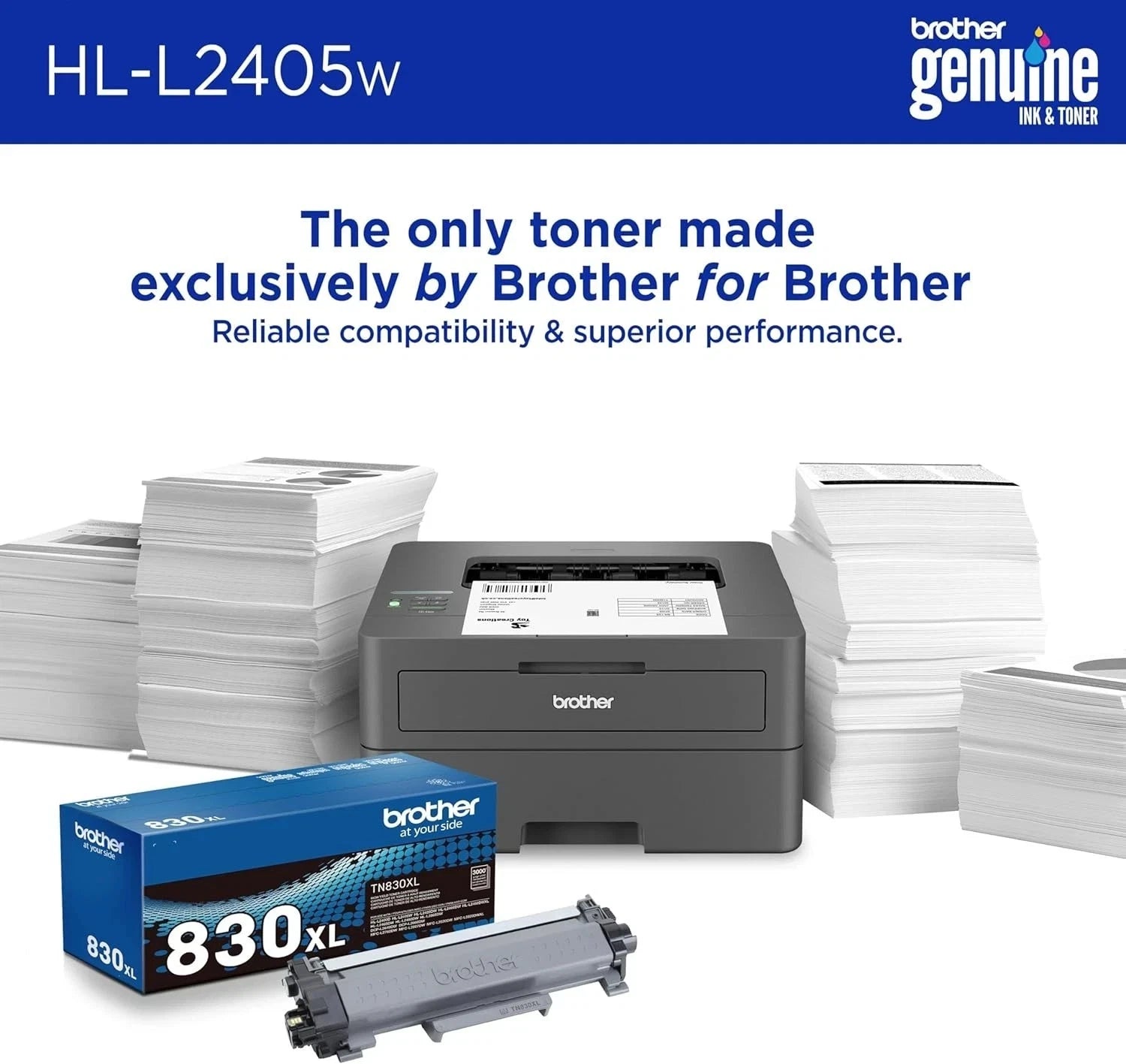 Brother Wireless HL-L2405W Compact Monochrome Laser Printer