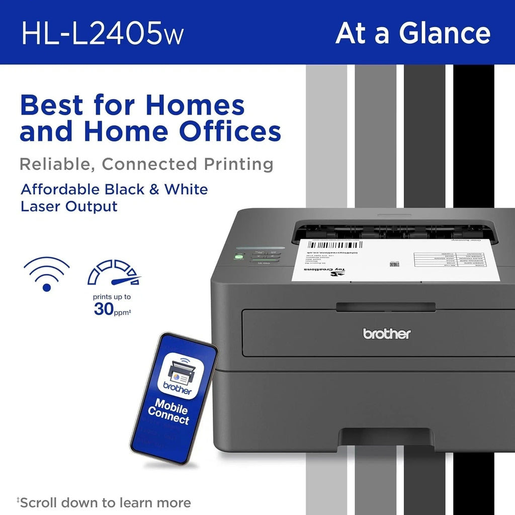 Brother Wireless HL-L2405W Compact Monochrome Laser Printer
