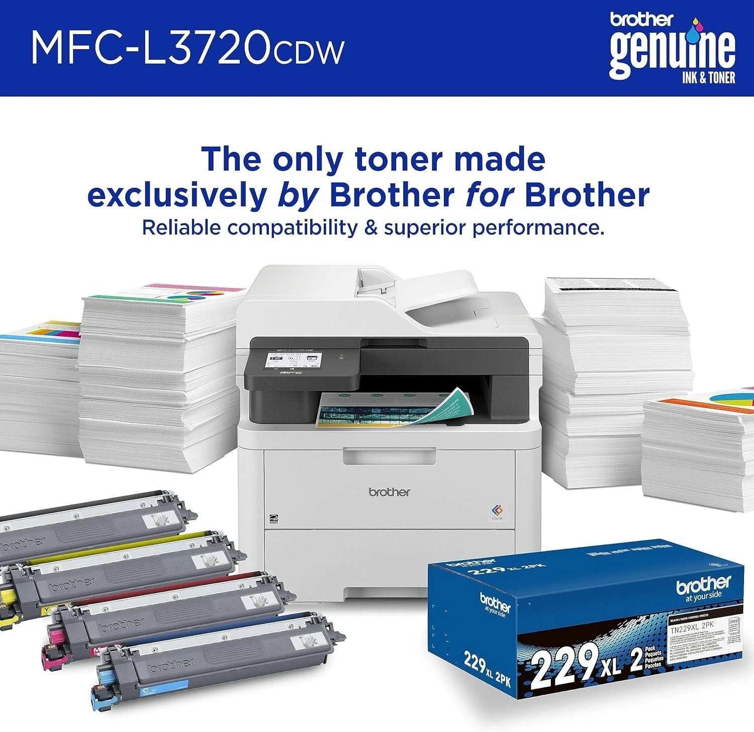 NEW! Brother MFC-L3720CDW Digital Color All-in-One Printer w/ Copy, Scan and Fax