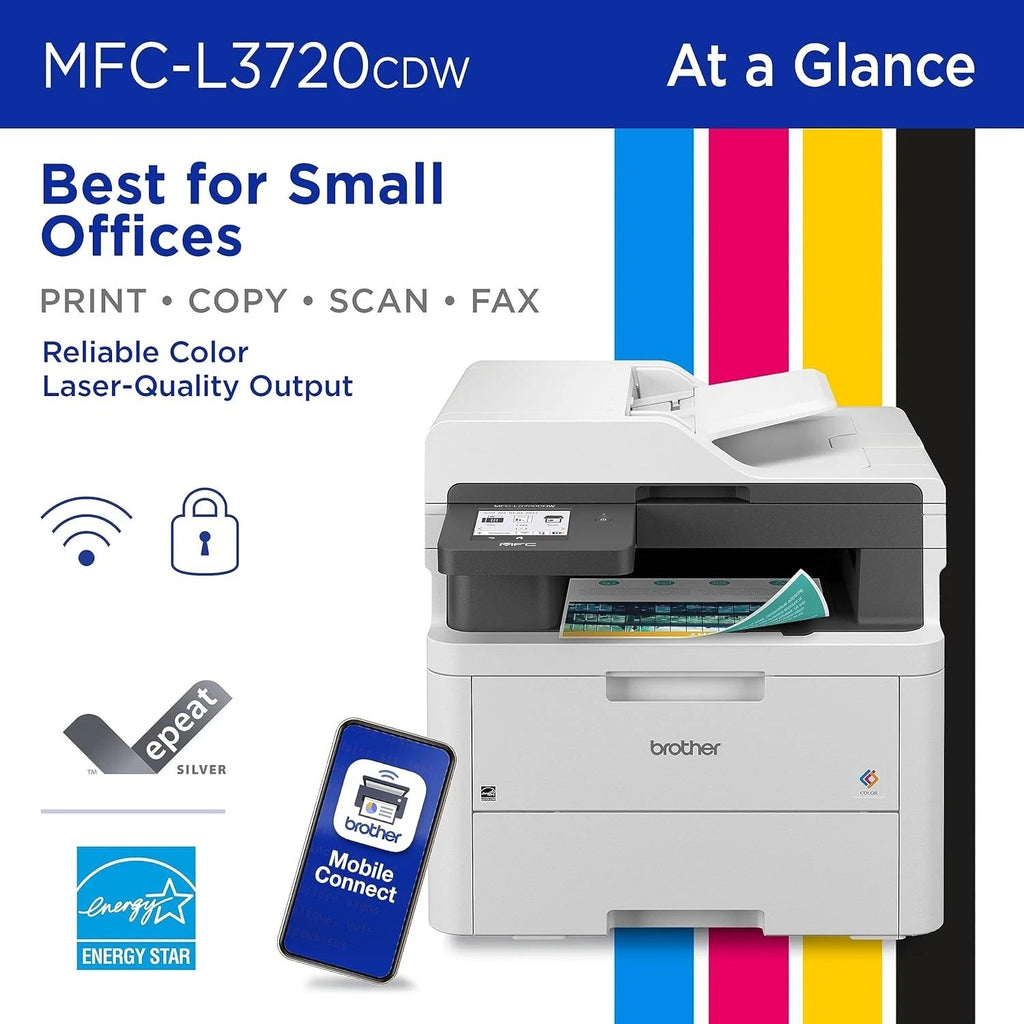 NEW! Brother MFC-L3720CDW Digital Color All-in-One Printer w/ Copy, Scan and Fax