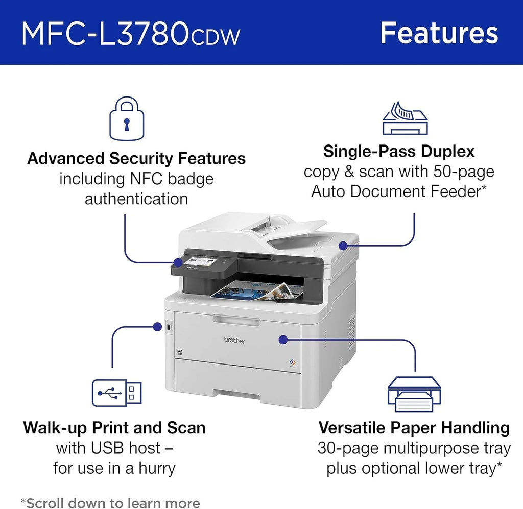 Brother MFC-L3780CDW Wireless Digital Color All-in-One Printer w/ Laser Quality